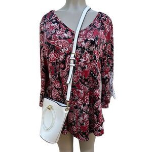 Stem & Vine Tunic Women's Size 1X Multi-Color Floral Print Bell Sleeve Top New
